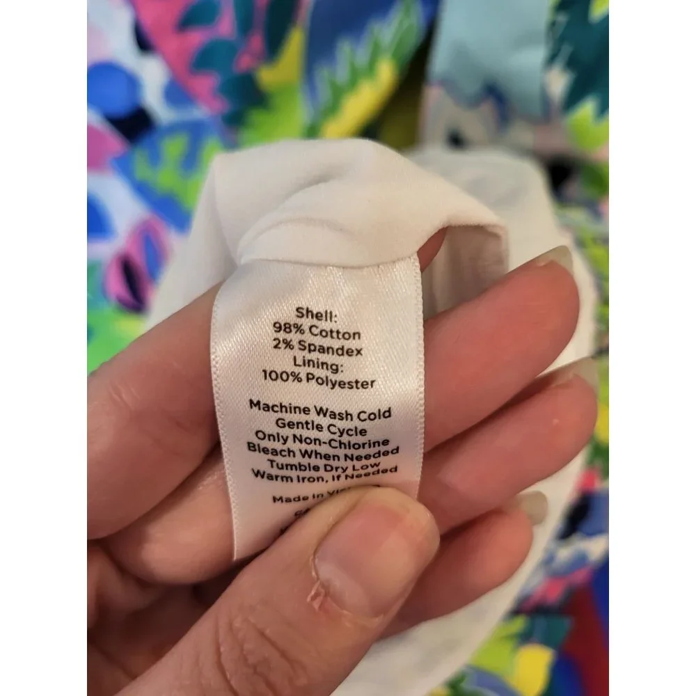 Talbots Bright Colorful Sleeveless Floral Sheath Ruffle Dress, 22W, Vacation Bea - Picture 7 of 7